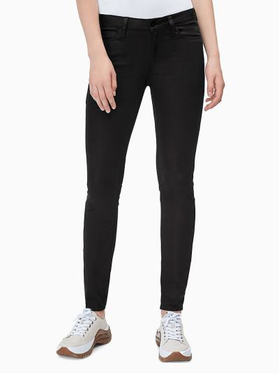 Calvin Klein Ruhák HU859048 | Calvin Klein CKJ 001 Super Skinny Coated Női Farmernadrág Fekete